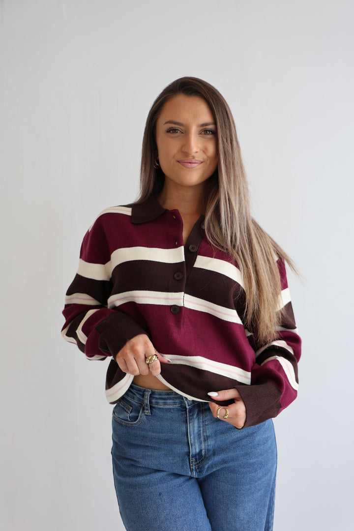 Striped Longsleeve Polo Heritage