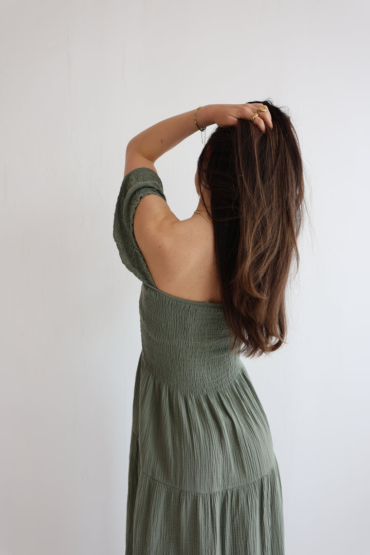 Langes Kleid mit Raffung Livia