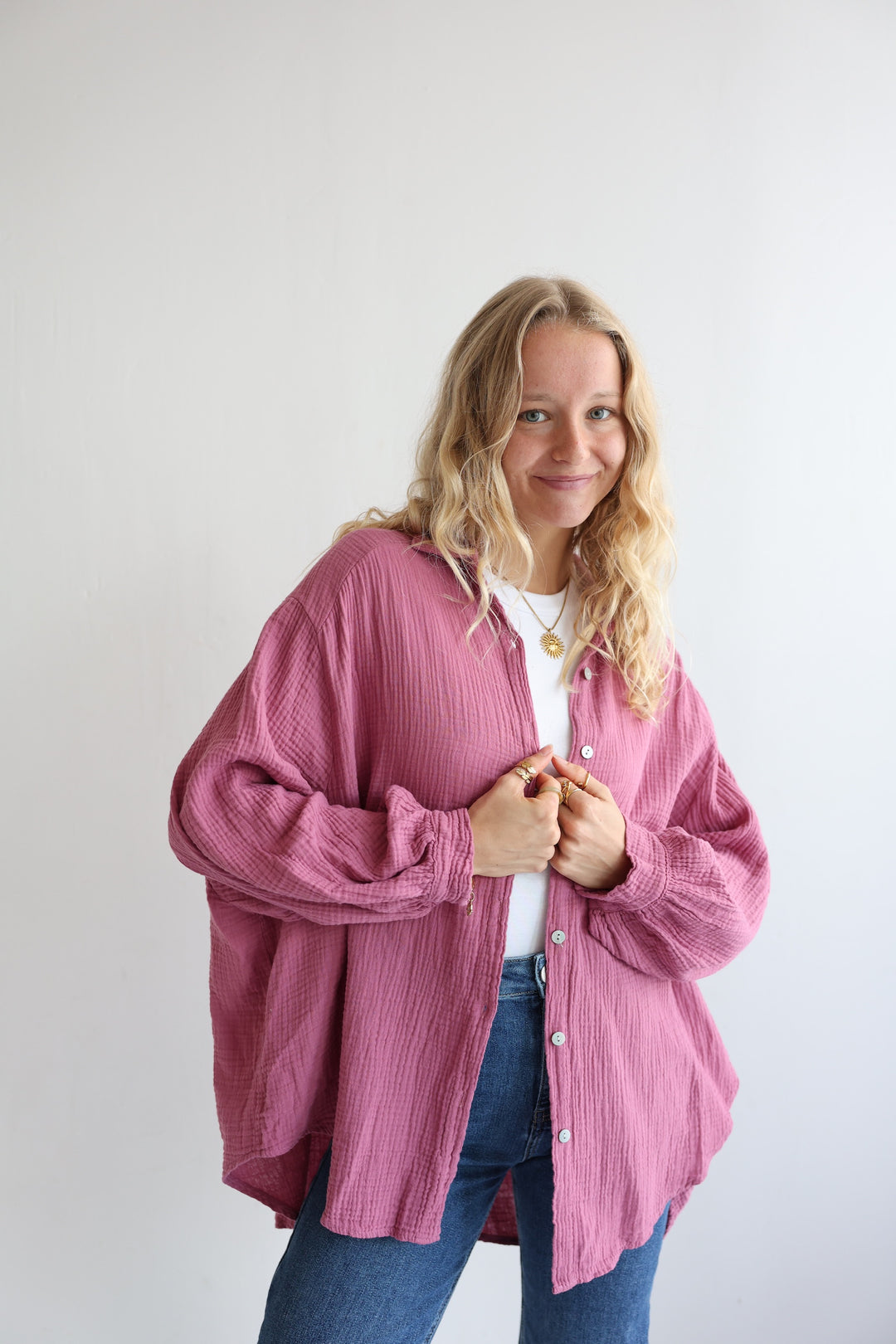 Kurzes Blusenhemd aus Musselin (einfarbig)