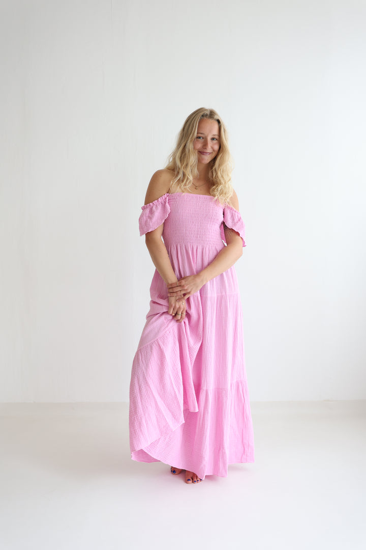 Langes Kleid mit Raffung Livia