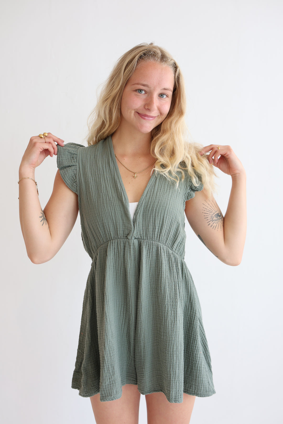 Musselin-Jumpsuit mit Rüschen