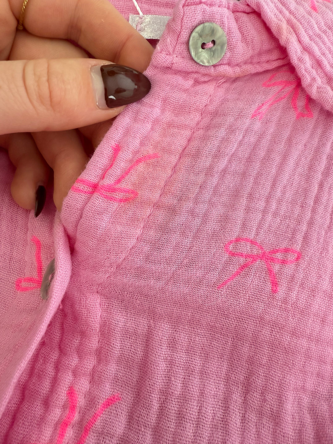 KURZES BLUSENHEMD AUS MUSSELIN BEAUTY BOWS PINK/NEONPINK (B-WARE)