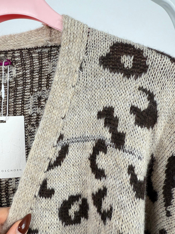 WILD LEOPARD CARDIGAN CHOCOLATE (B-WARE)