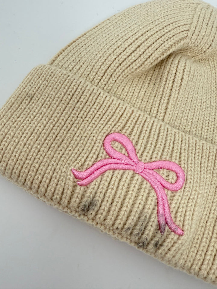 BEANIE LOVELY BOW CREME (B-WARE)