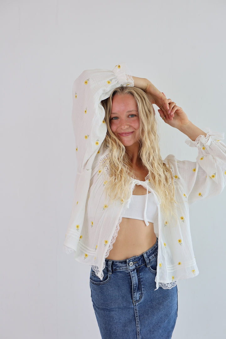 Musselin Cardigan Sunflowers