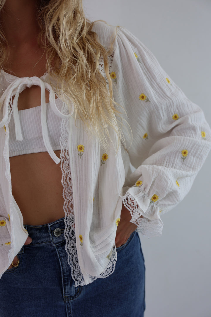 Musselin Cardigan Sunflowers