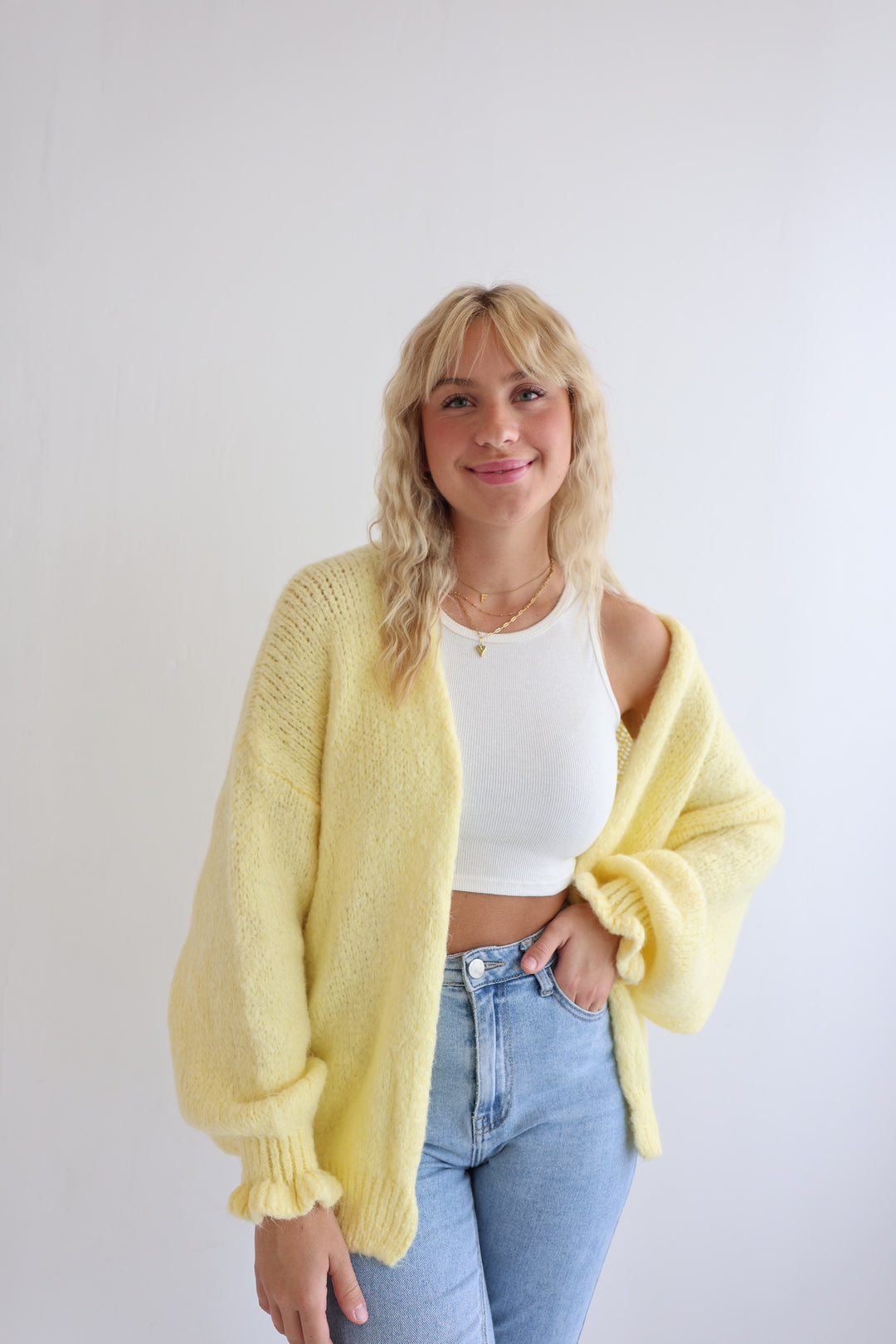 Offener Cardigan mit Rüschenärmeln Clara