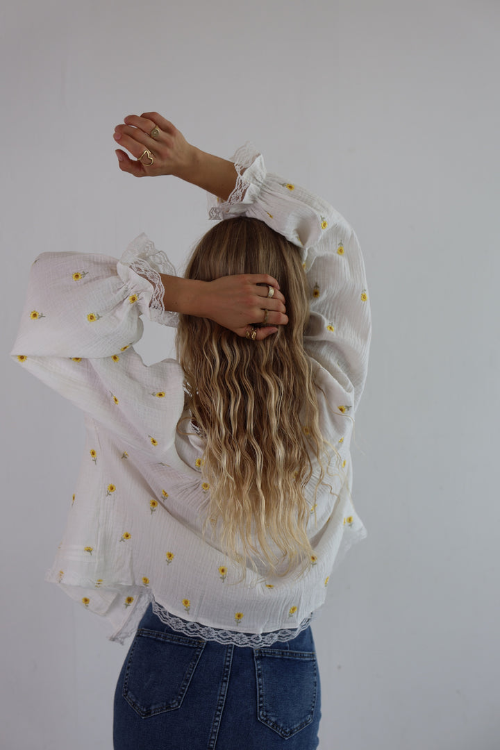 Musselin Cardigan Sunflowers