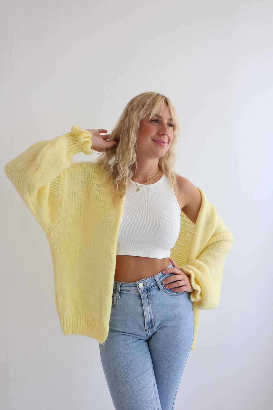 Offener Cardigan mit Rüschenärmeln Clara