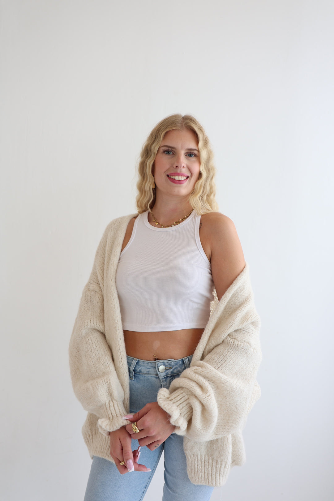 Offener Cardigan mit Rüschenärmeln Clara