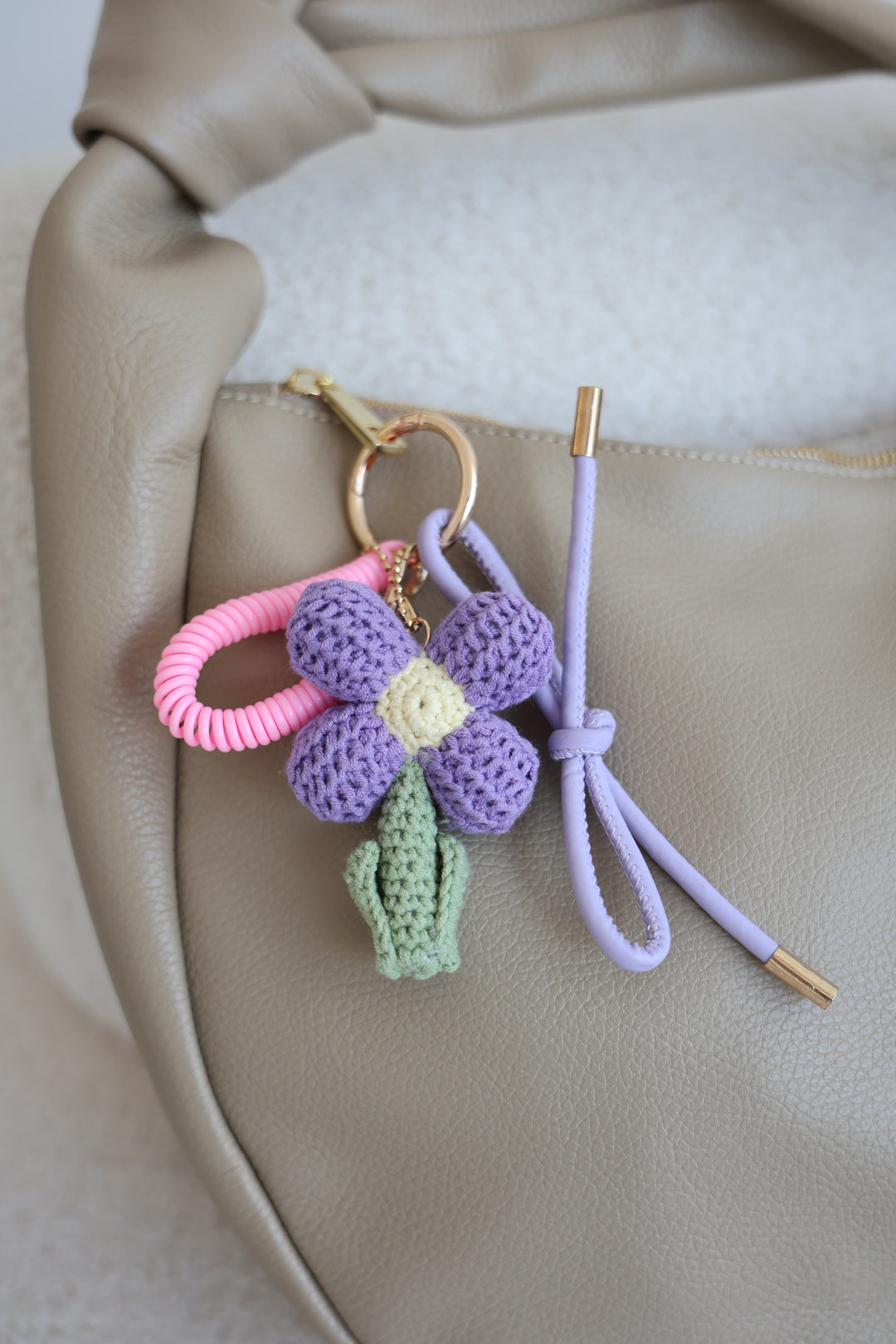 Bag Charm Purple Flower