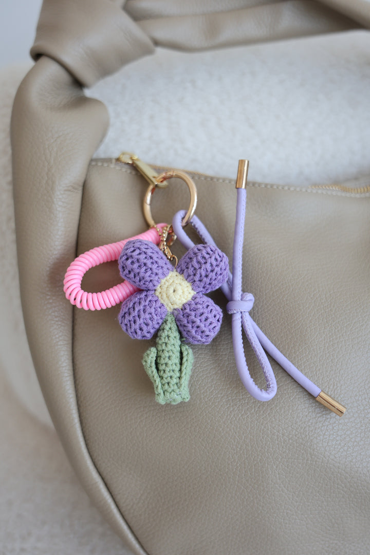 Bag Charm Purple Flower
