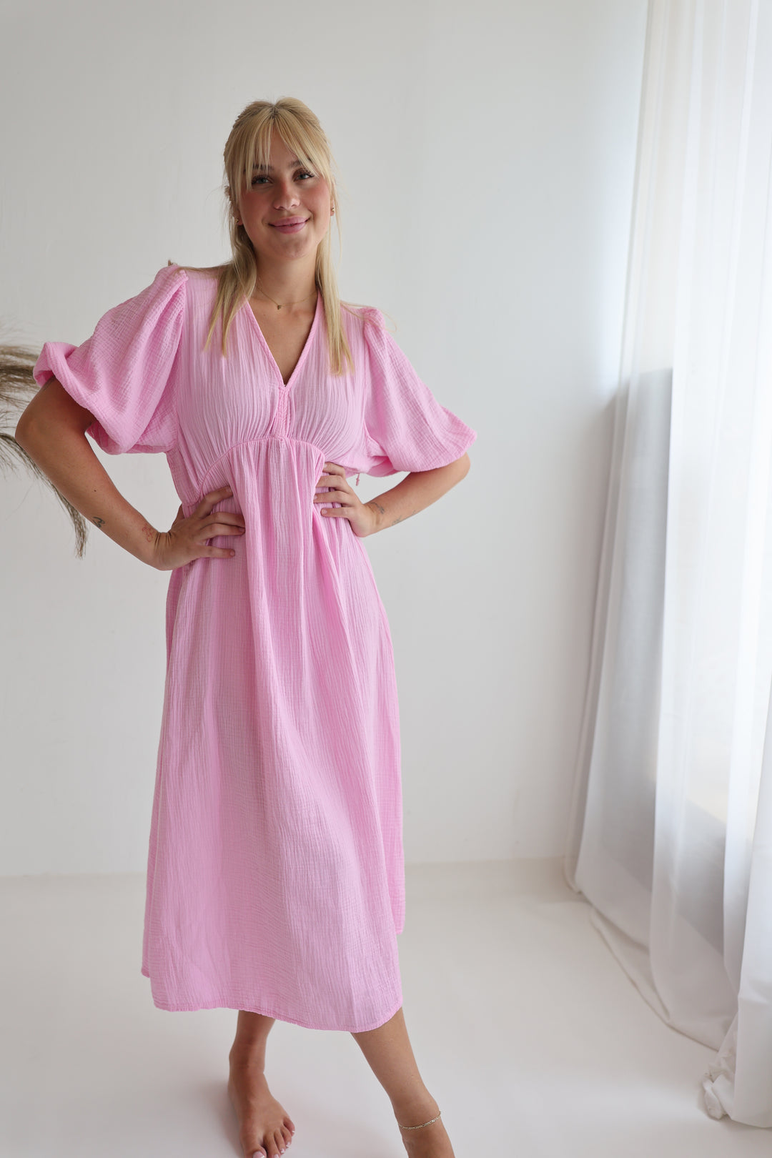 Langes Kleid aus Musselin Ava