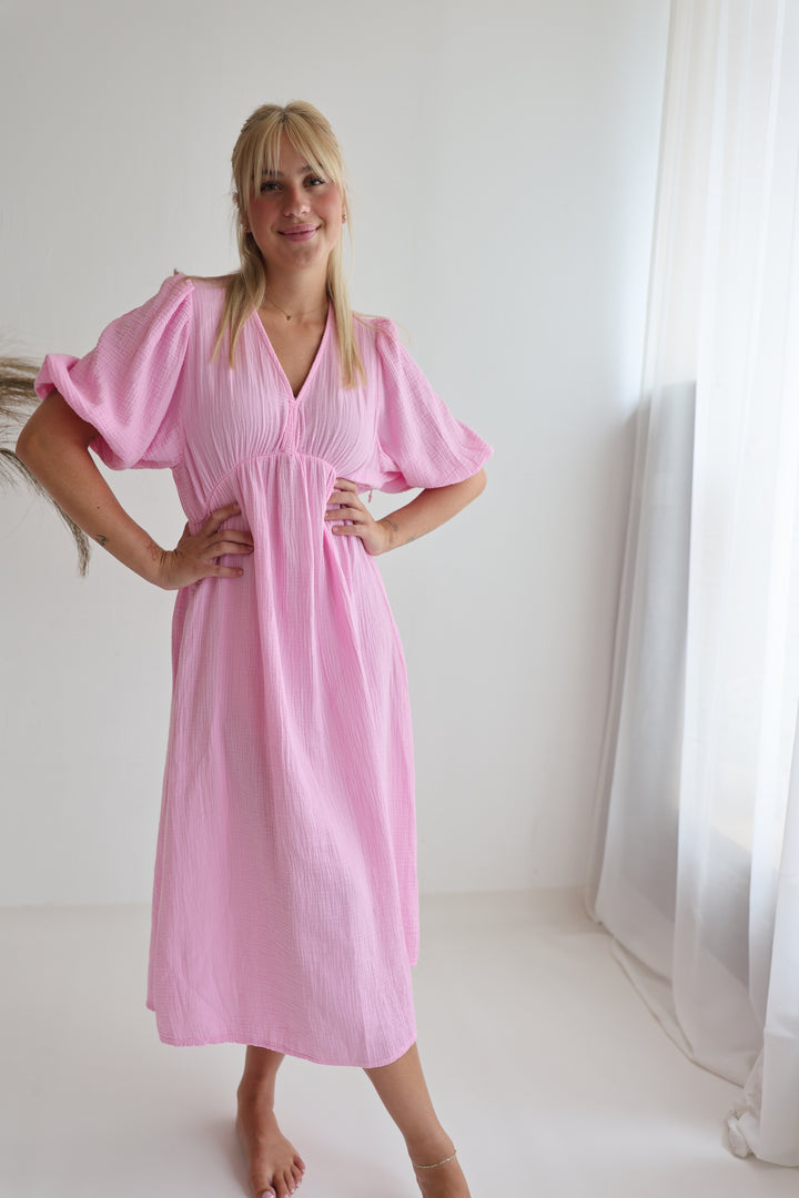 Langes Kleid aus Musselin Ava