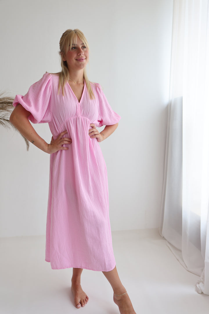 Langes Kleid aus Musselin Ava