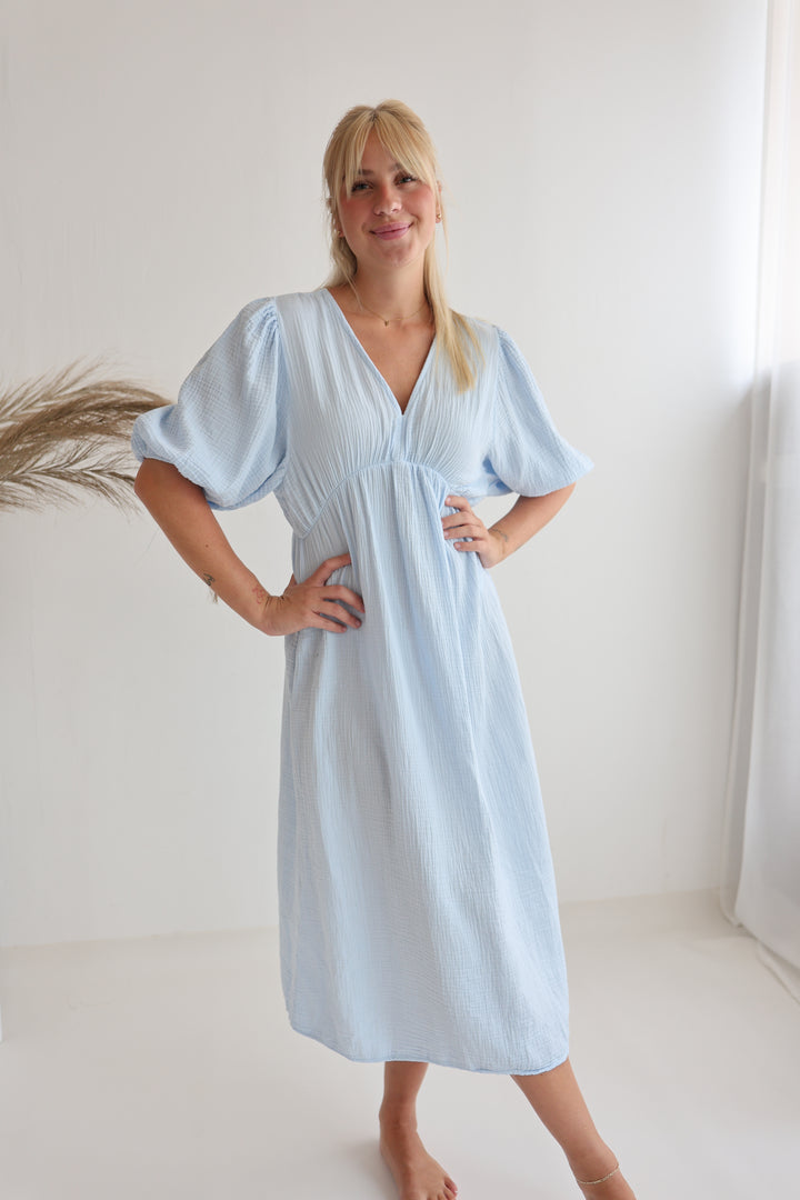 Langes Kleid aus Musselin Ava