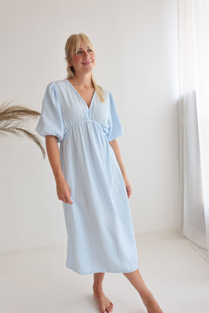 Langes Kleid aus Musselin Ava