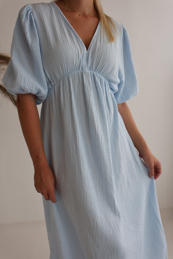 Langes Kleid aus Musselin Ava