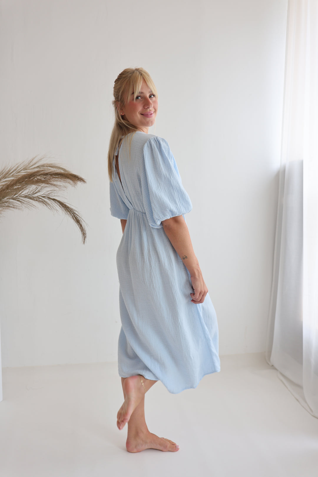 Langes Kleid aus Musselin Ava