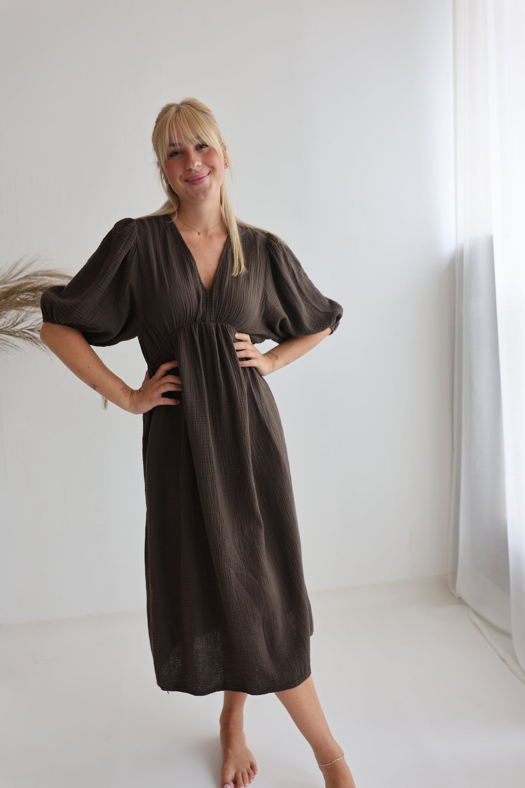 Langes Kleid aus Musselin Ava