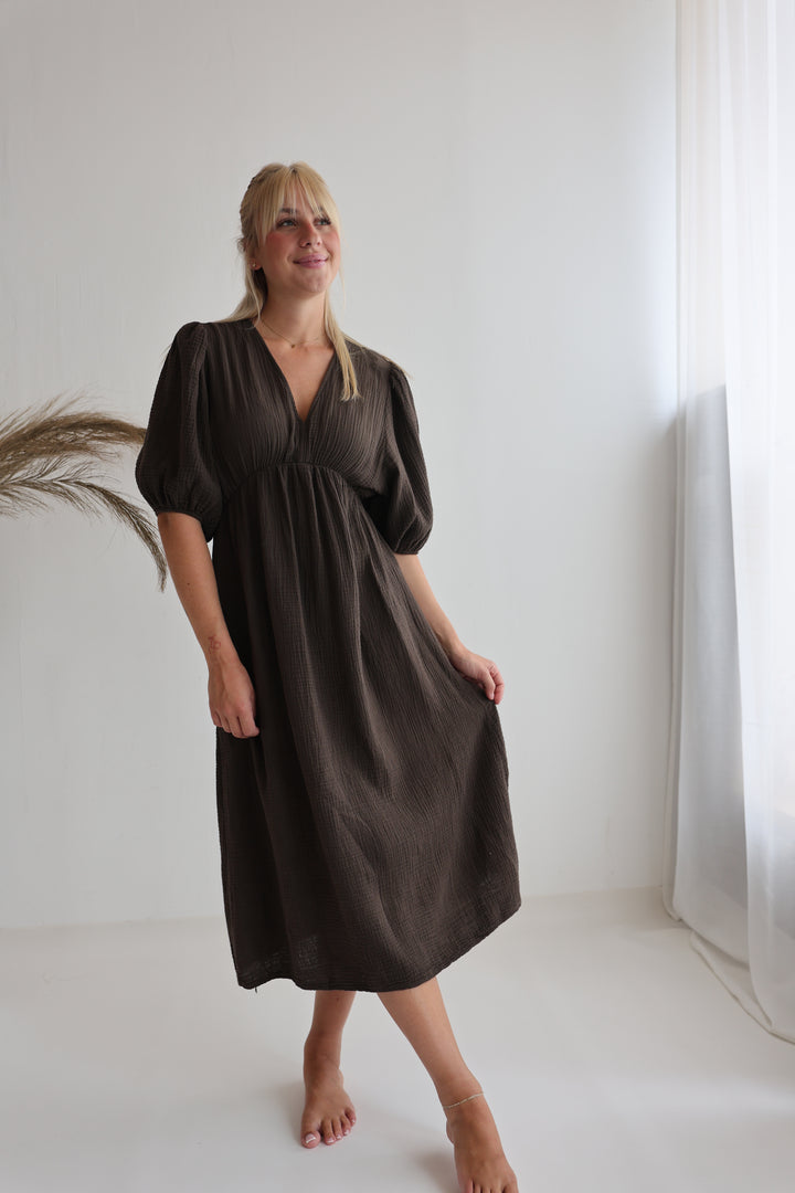 Langes Kleid aus Musselin Ava