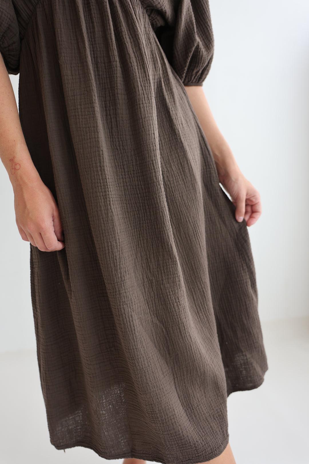 Langes Kleid aus Musselin Ava