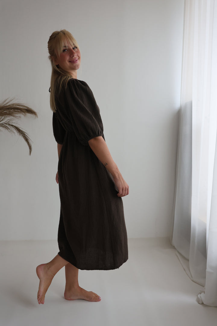 Langes Kleid aus Musselin Ava