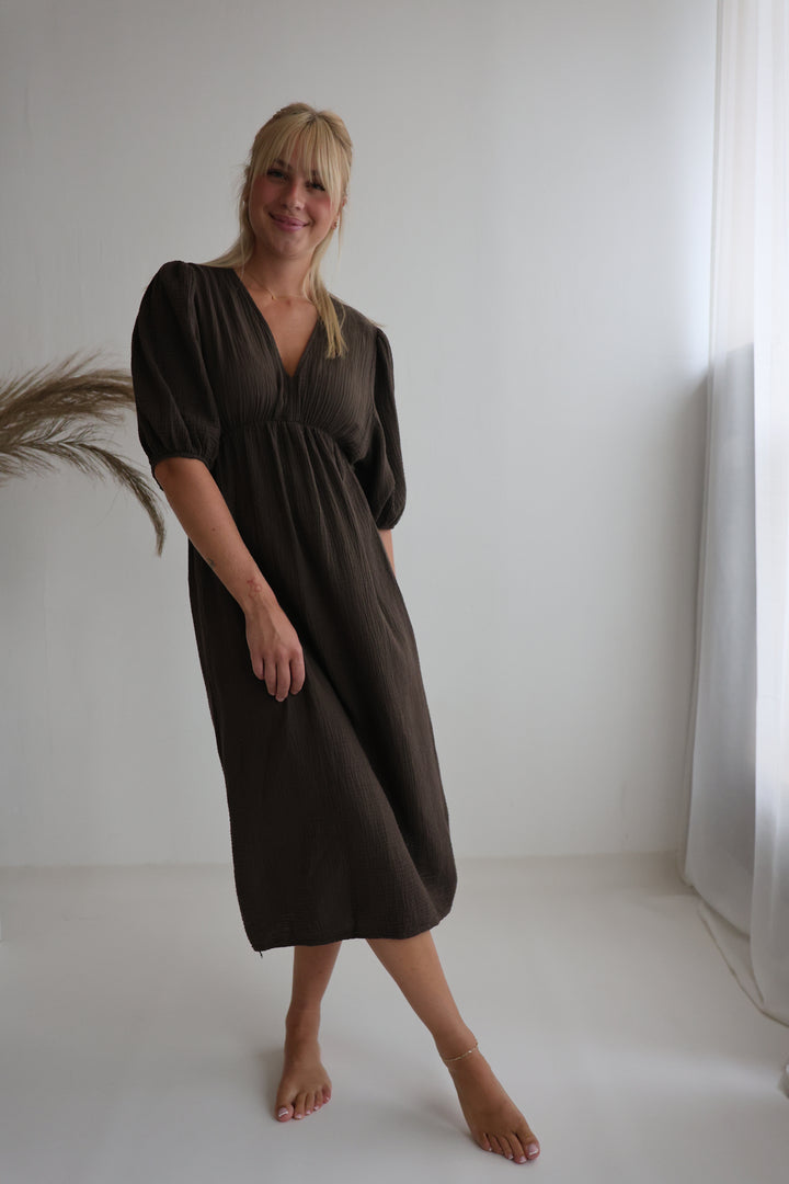 Langes Kleid aus Musselin Ava