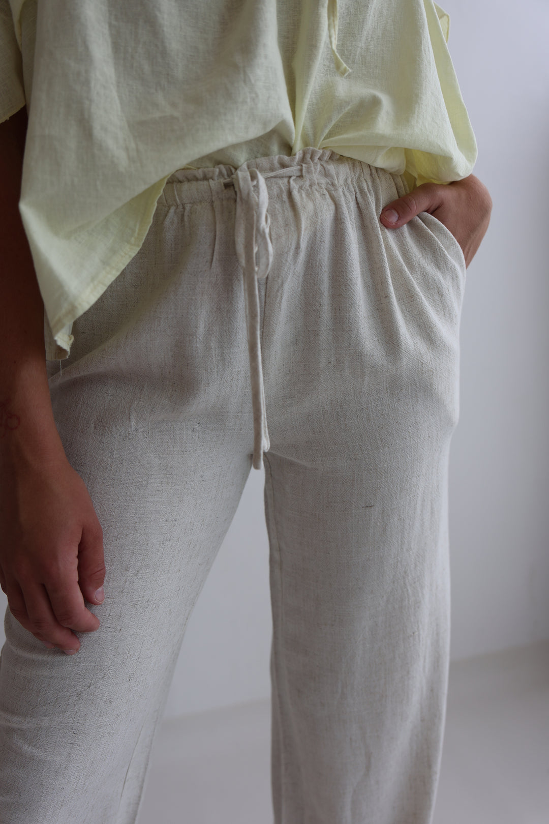 Extra Long Leinenhose mit Gummizug Chiara