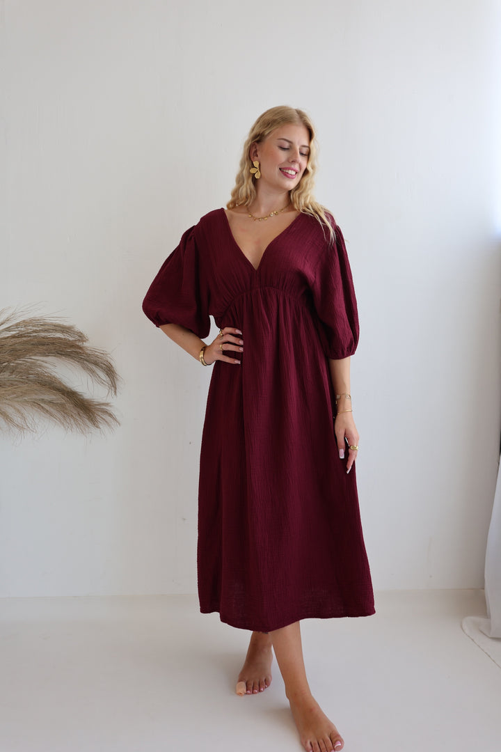 Langes Kleid aus Musselin Ava