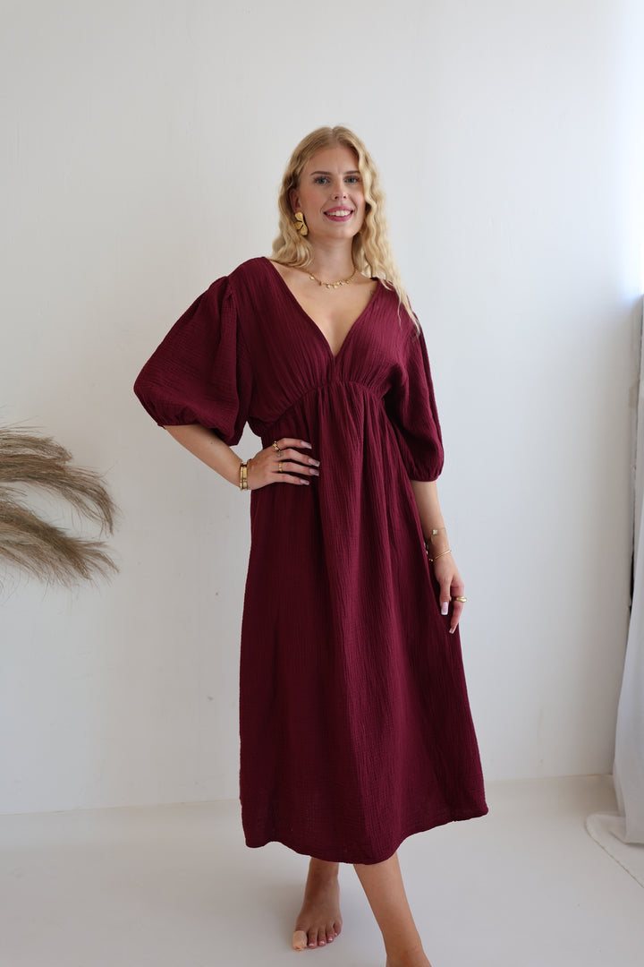 Langes Kleid aus Musselin Ava