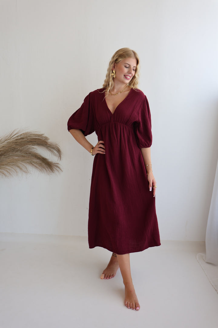 Langes Kleid aus Musselin Ava