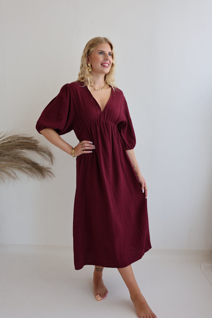 Langes Kleid aus Musselin Ava