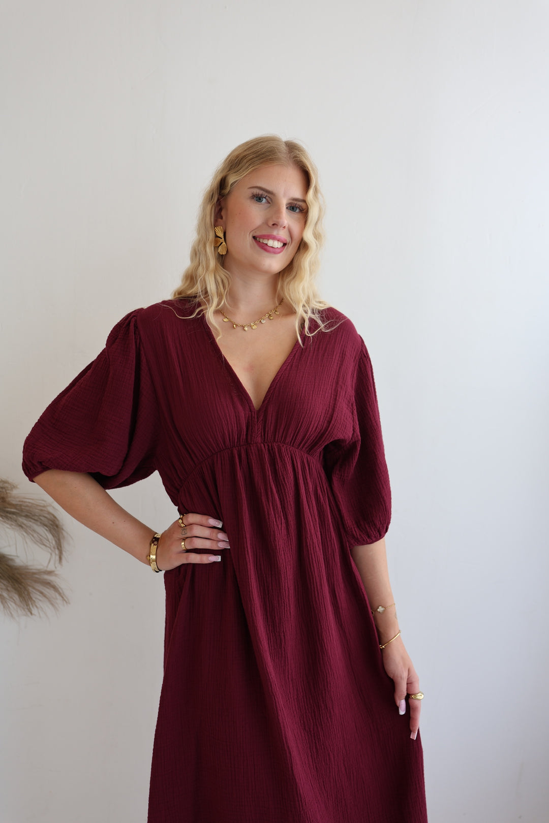 Langes Kleid aus Musselin Ava