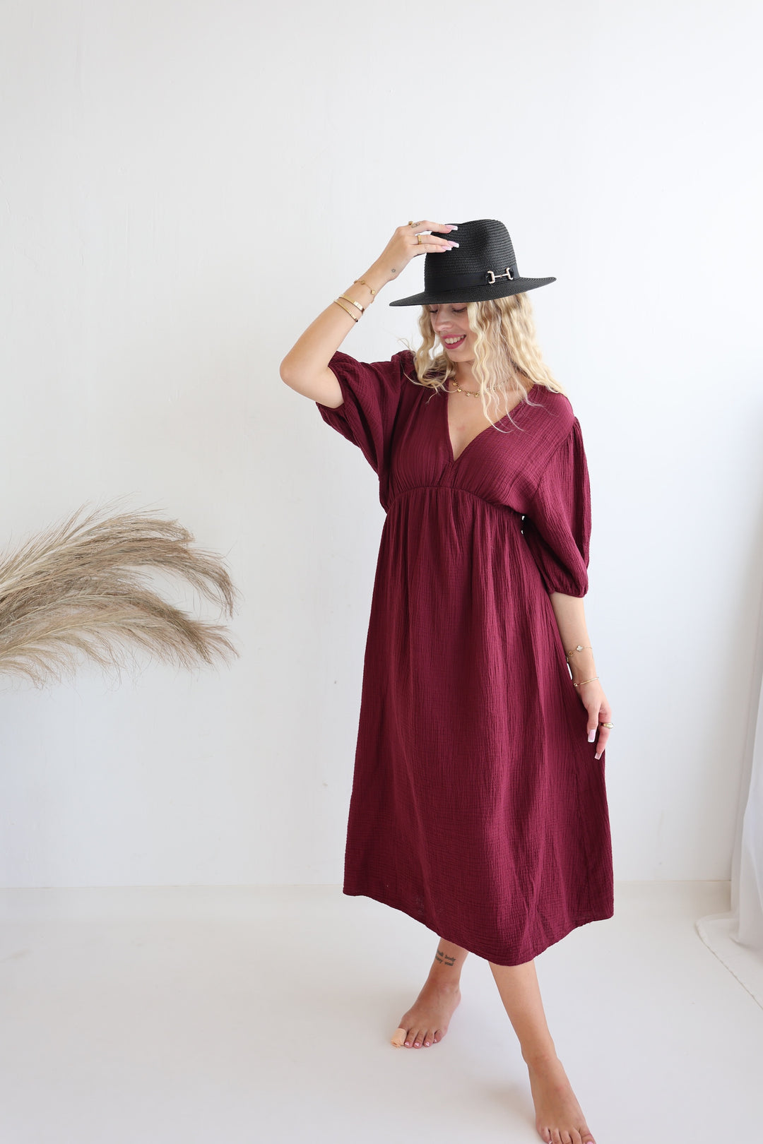 Langes Kleid aus Musselin Ava