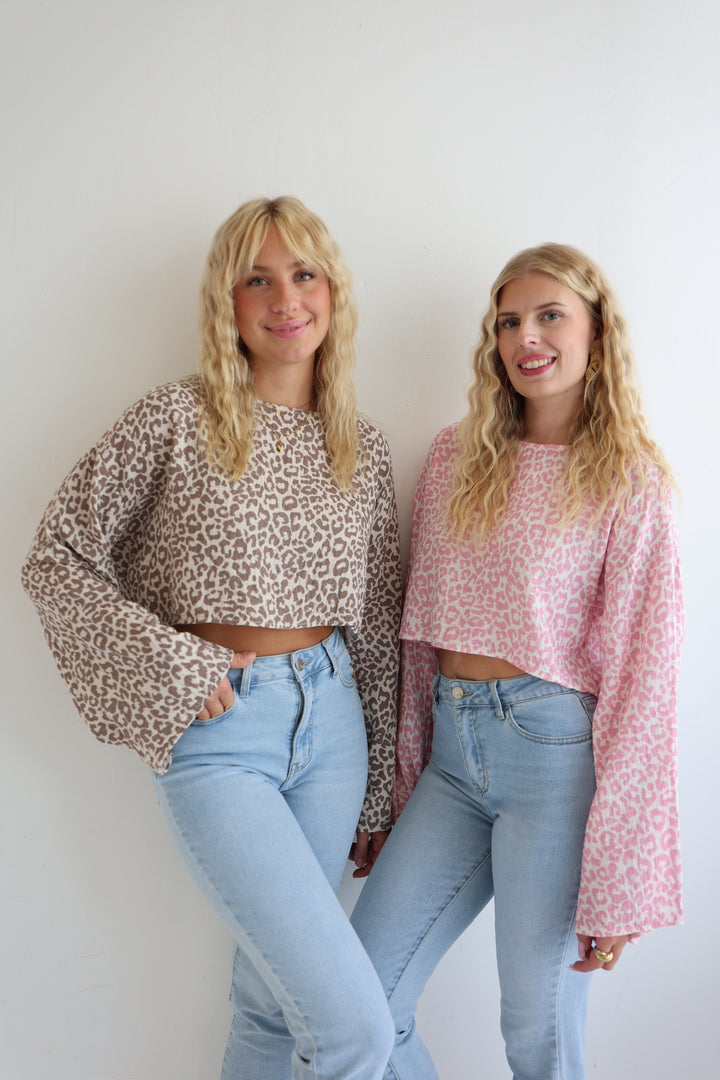 Off-Shoulder Musselinshirt mit Leoprint Liz