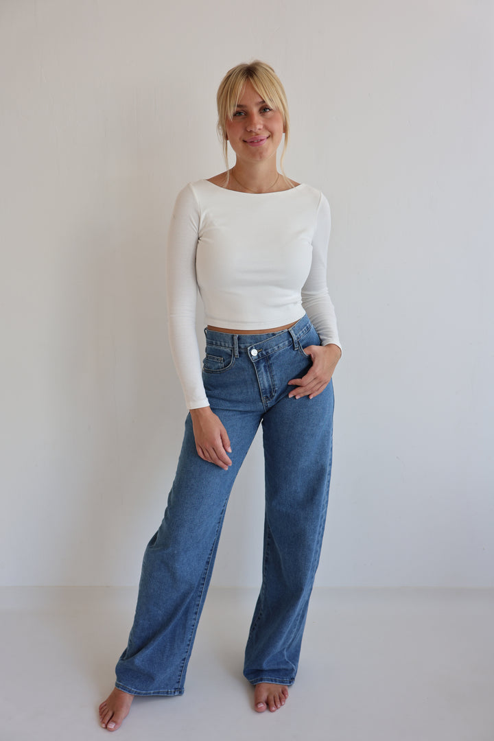 Extra Long Jeans mit Asymmetrischem Bund Viki