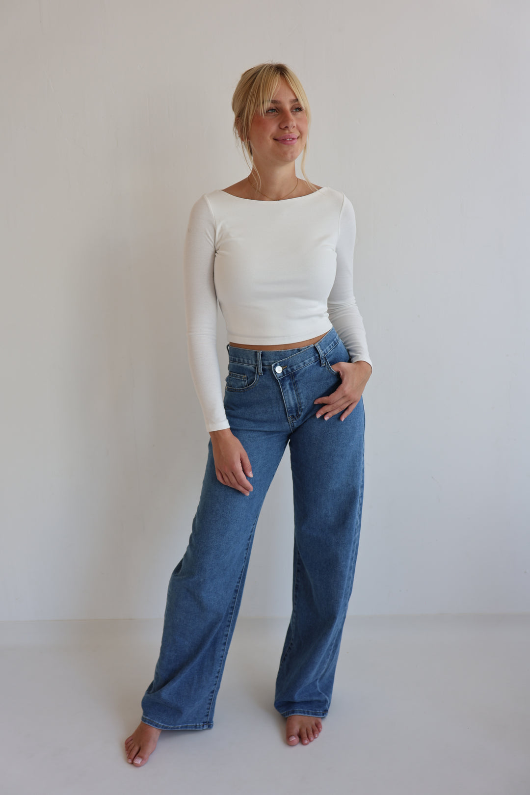 Extra Long Jeans mit Asymmetrischem Bund Viki