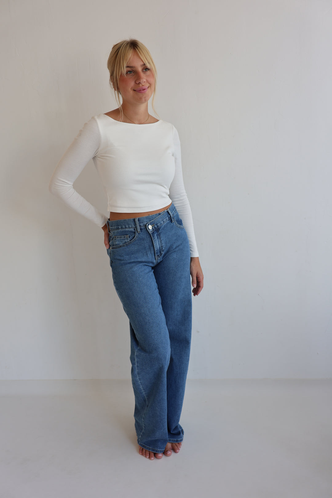 Extra Long Jeans mit Asymmetrischem Bund Viki