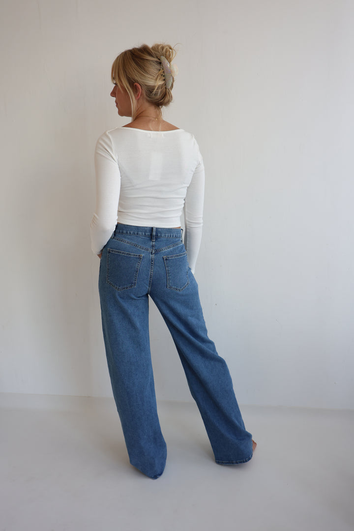 Extra Long Jeans mit Asymmetrischem Bund Viki
