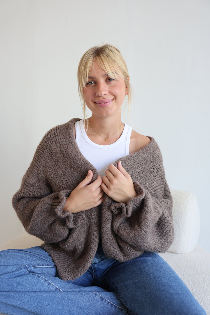 Offener Cardigan mit Rüschenärmeln Clara