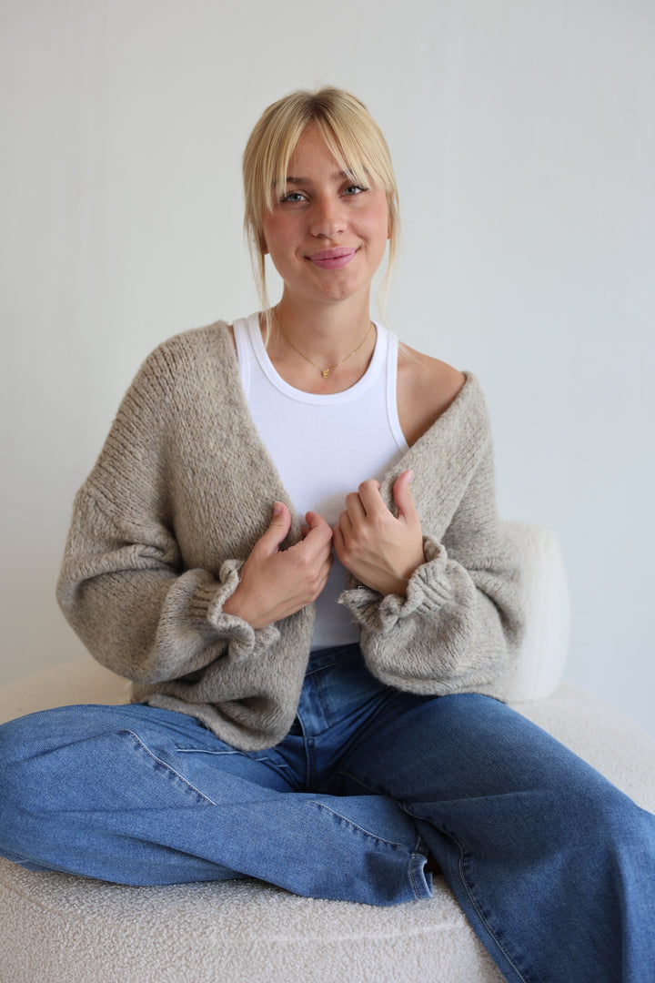 Offener Cardigan mit Rüschenärmeln Clara