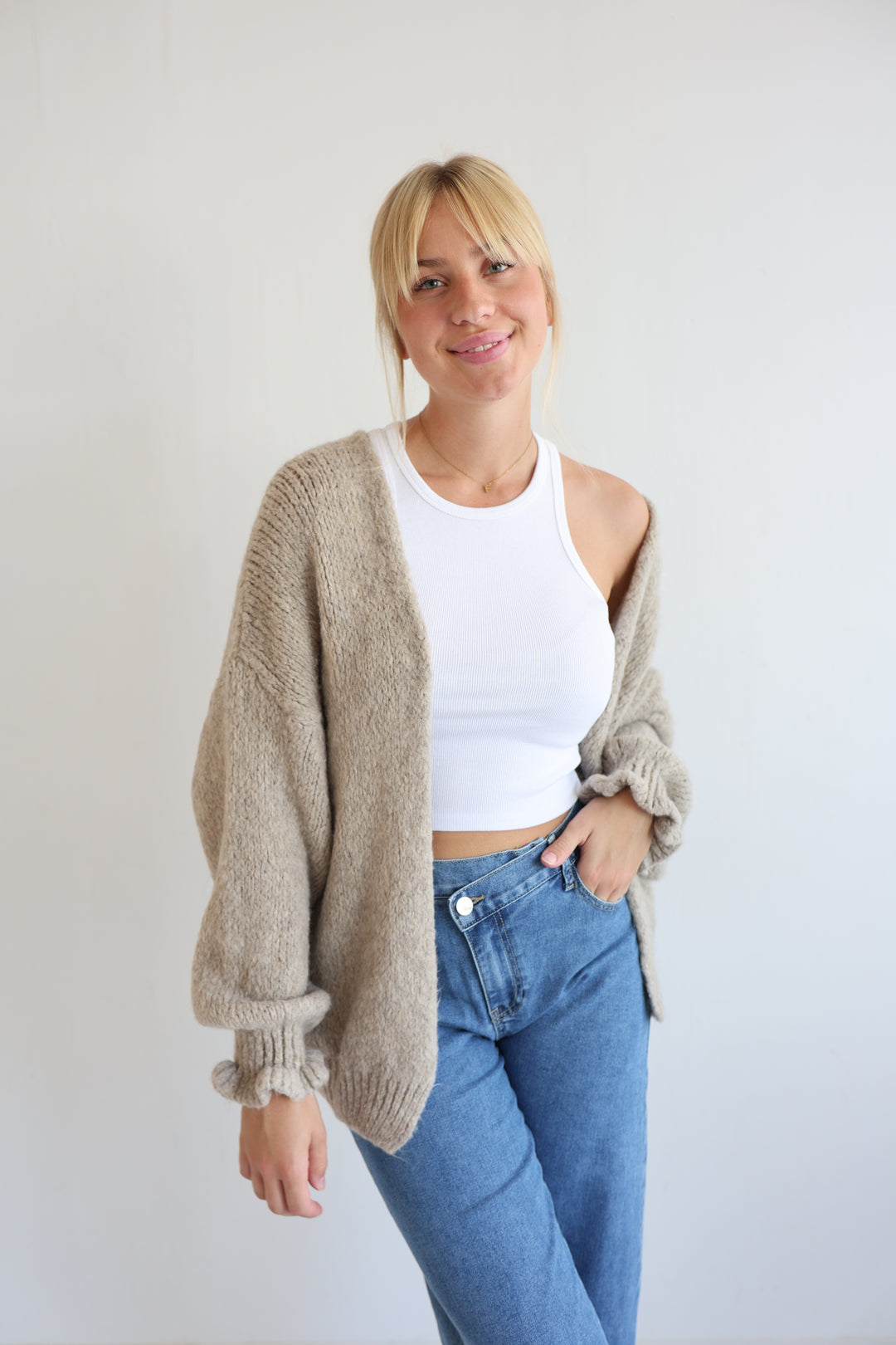 Offener Cardigan mit Rüschenärmeln Clara