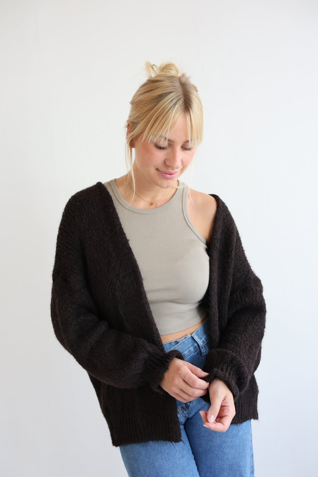 Offener Cardigan mit Rüschenärmeln Clara