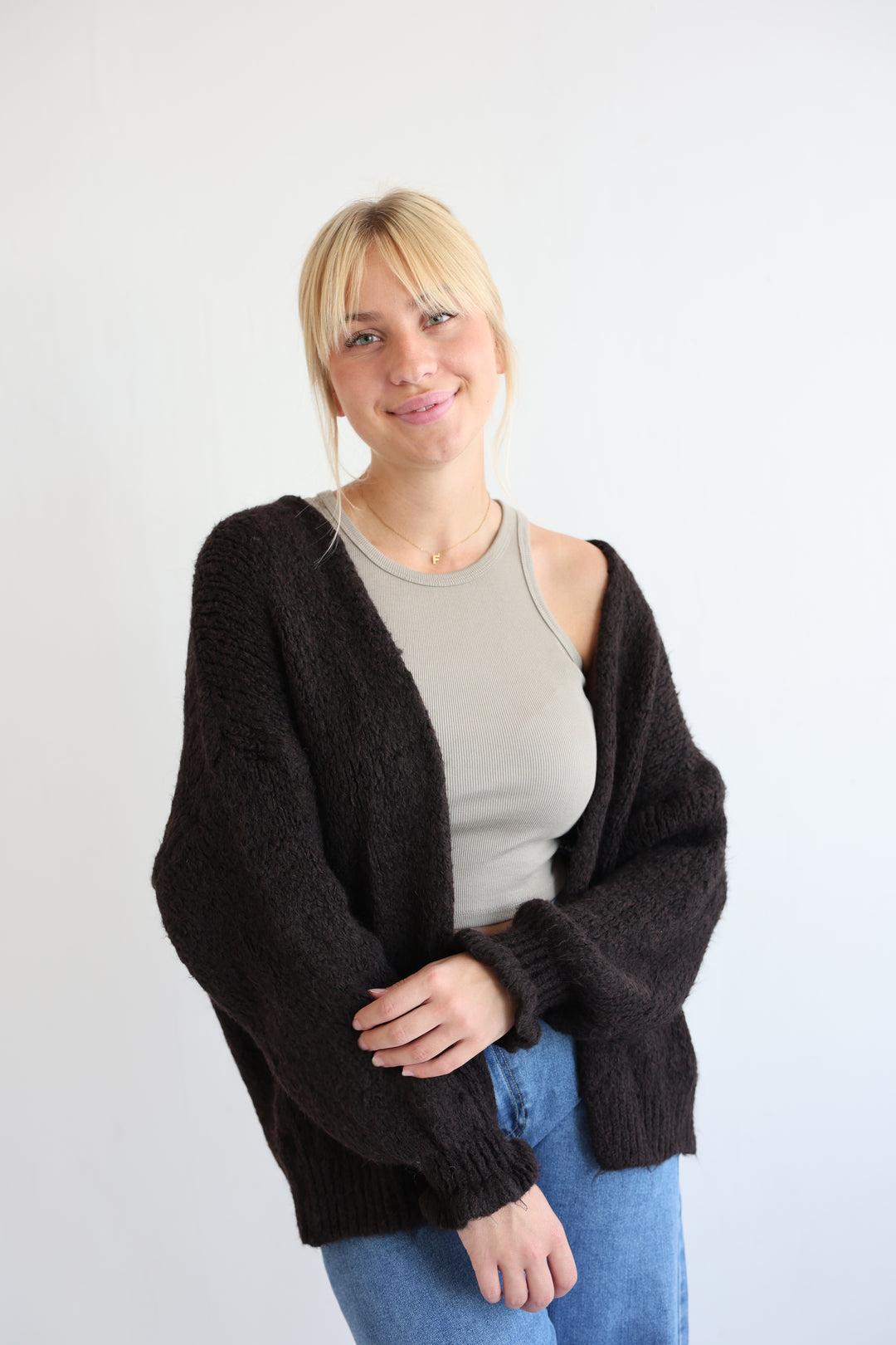 Offener Cardigan mit Rüschenärmeln Clara