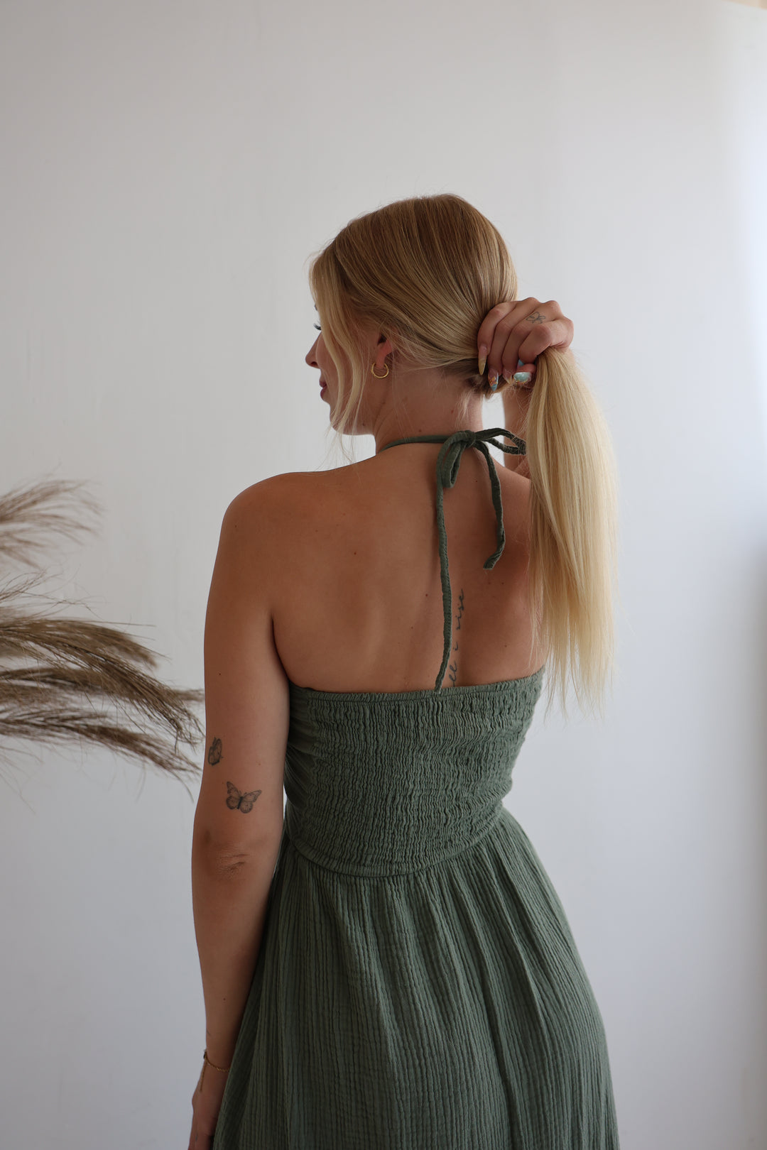 Langes Musselinkleid mit Cut-Outs Leona (einfarbig)