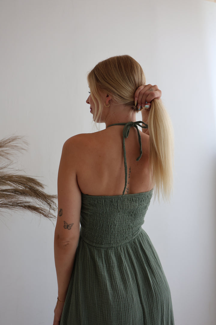 Langes Musselinkleid mit Cut-Outs Leona (einfarbig)