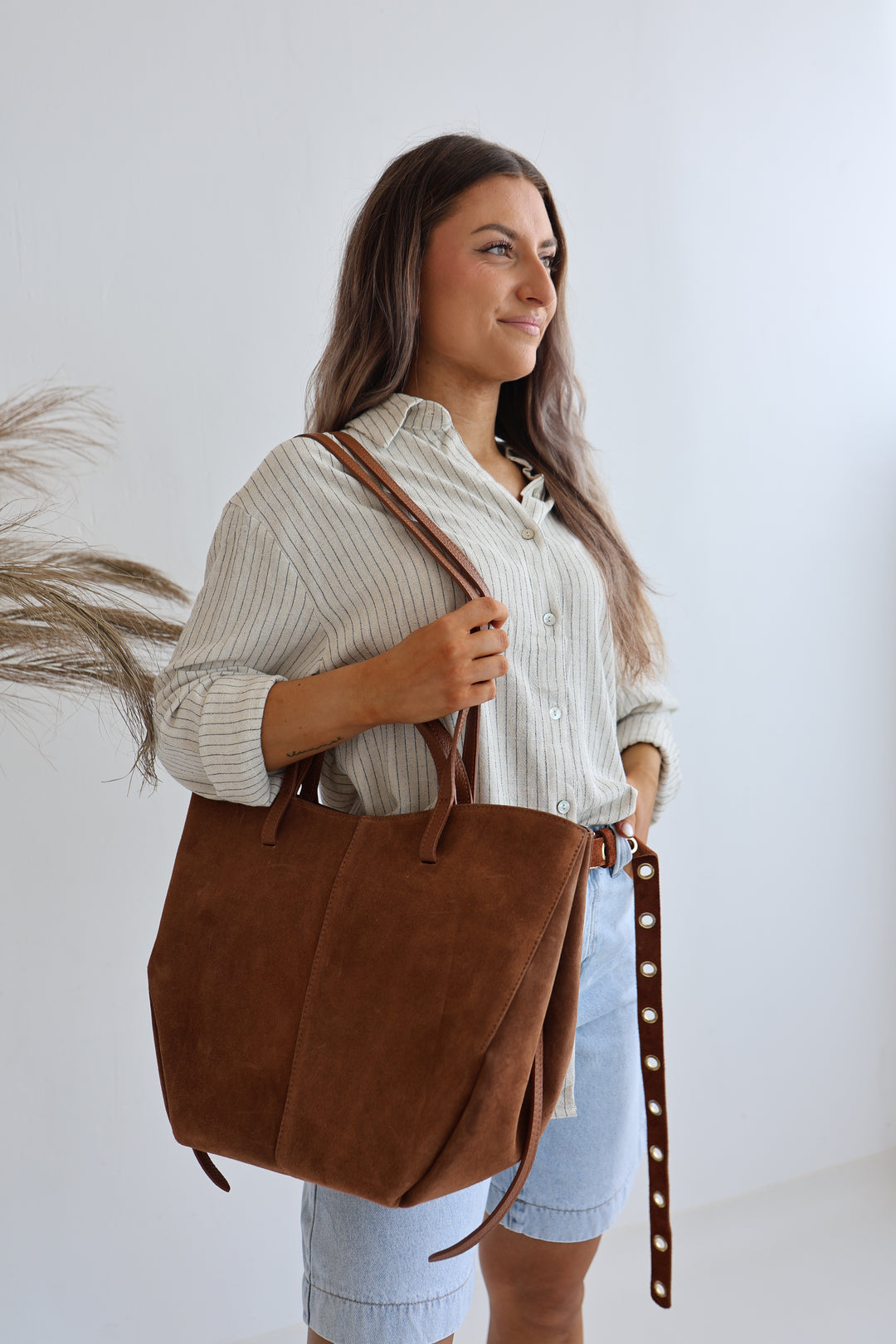 Vintage Tote Bag aus Wildleder Pia