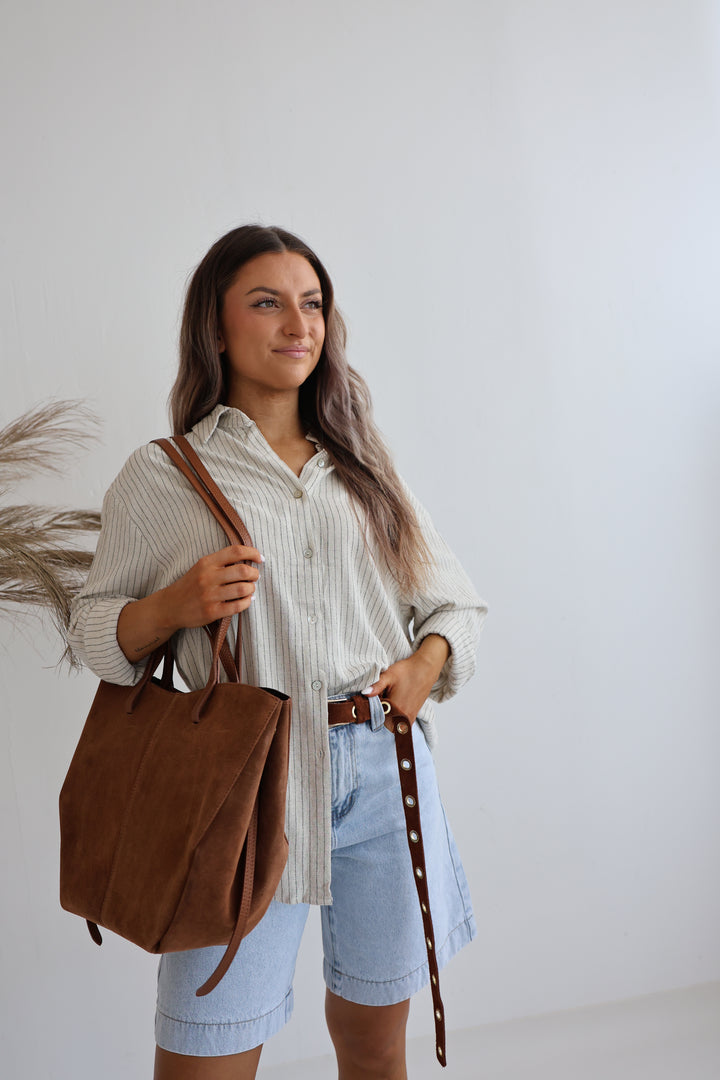 Vintage Tote Bag aus Wildleder Pia