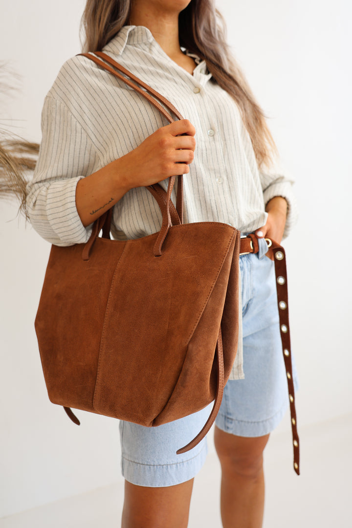 Vintage Tote Bag aus Wildleder Pia